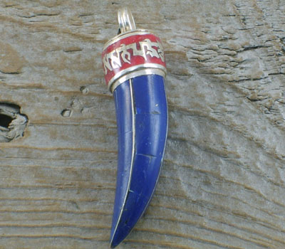 Lapis & Coral Inlay Pendant